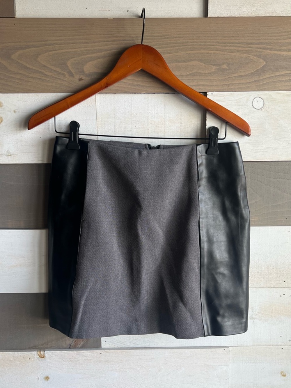 Kensie Fabric and Faux Leather Skirt